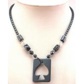 Hematite Open Heart Pendant Chain Choker Necklace